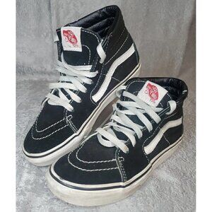 VANS Hi High Top 721356 Black/White Canvas Skate Shoes Youth 3 lace up Classic